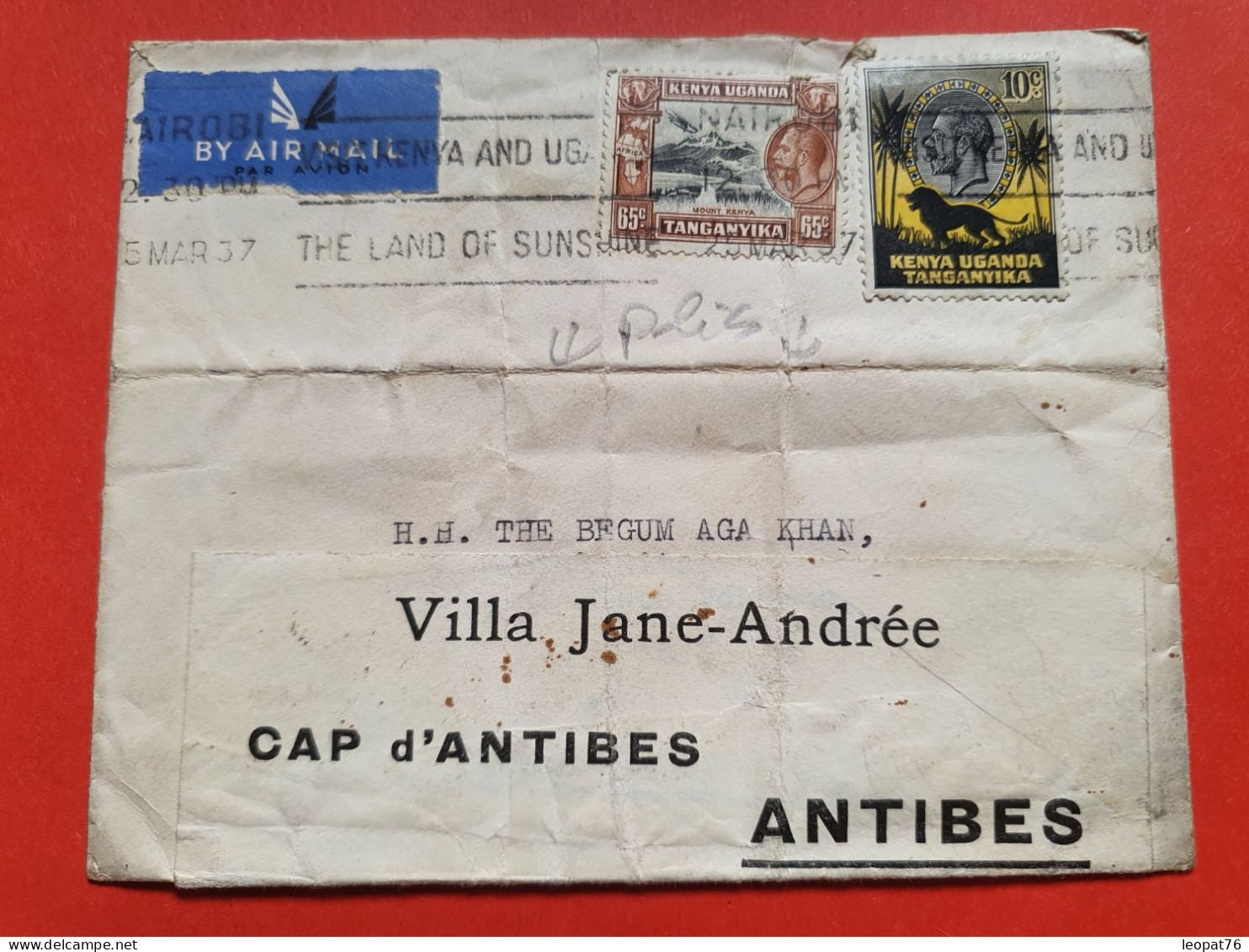 Kenya Uganda Et Tanganyika - Enveloppe Avec Plis De Nairobi Pour Antibes Par Avion En 1937 - Réf 1717 - Kenya, Uganda & Tanganyika