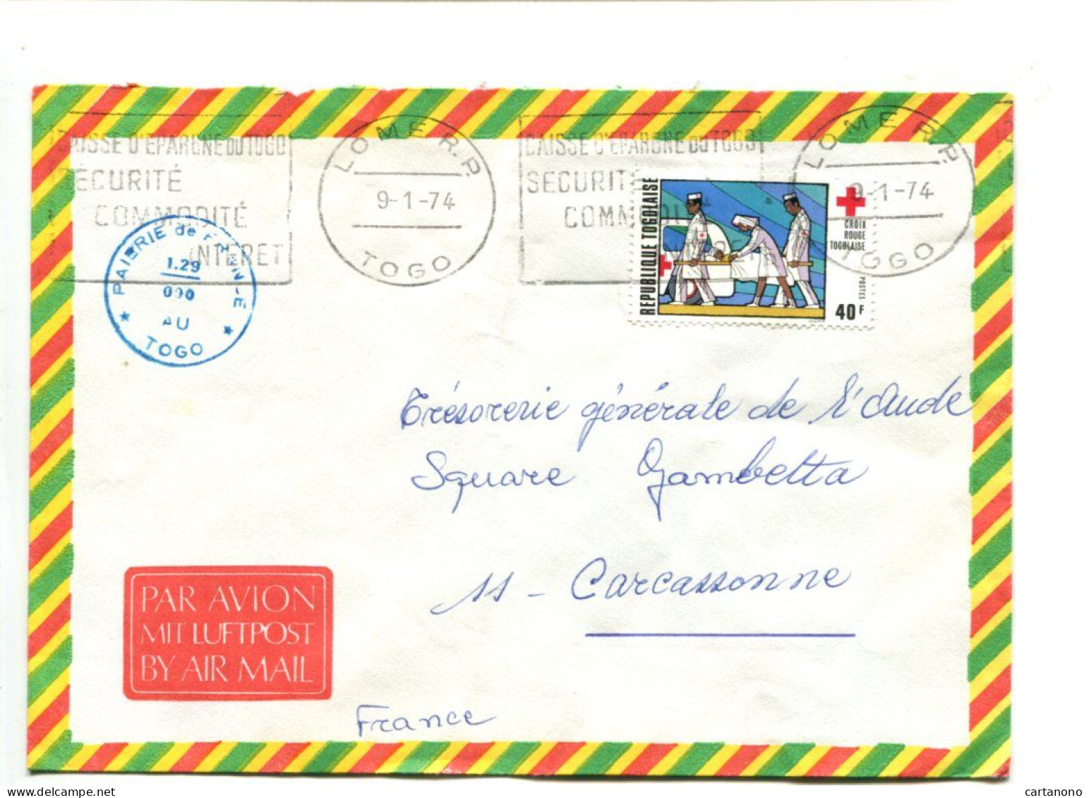 CROIX ROUGE - TOGO - Affranchissement Sur Lettre Par Avion -Brancard  / Croix Rouge - Croix-Rouge