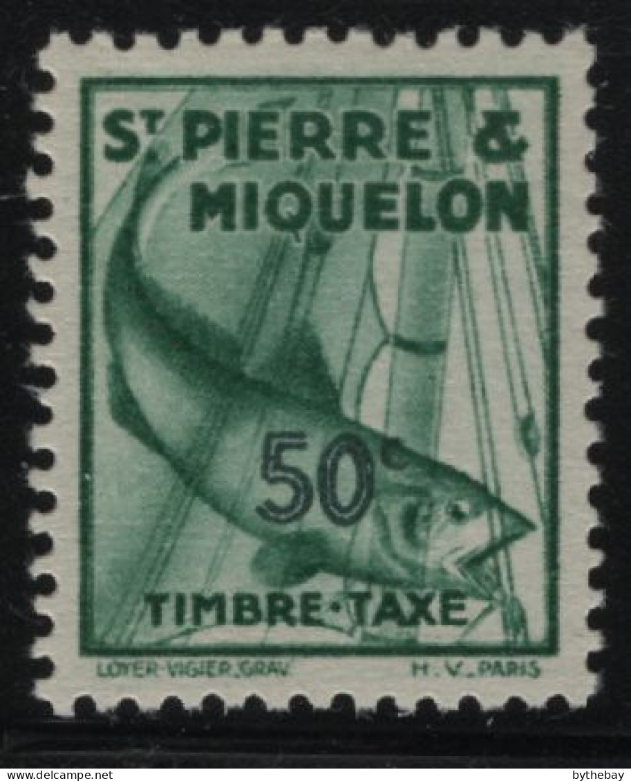 St Pierre Et Miquelon 1938 MH Sc J37 50c Codfish - Timbres-taxe