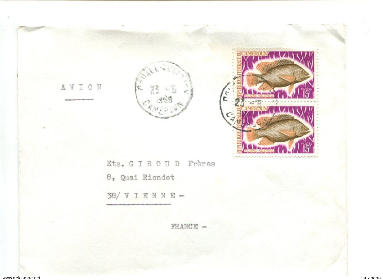 CAMEROUN - Affranchissement Sur Lettre - Poisson - Camerun (1960-...)