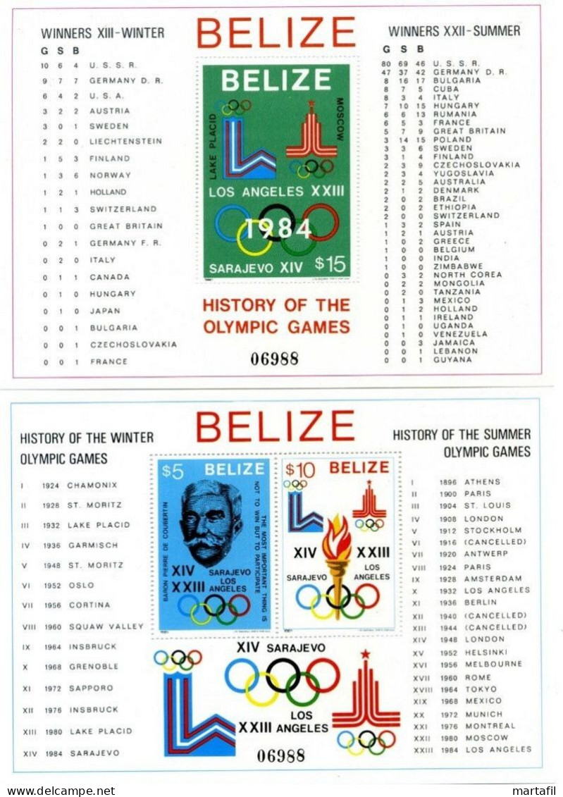 1981 (1984) Olimpiadi Los Angeles BELIZE 2 BF 26/27 MNH ** - Summer 1984: Los Angeles