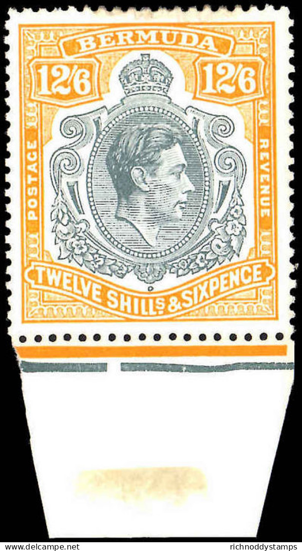 Bermuda 1938-53 12/6d Grey And Pale Orange Perf 13 Unmounted Mint Marginal (couple Of Discoloured Perf Tips). - Bermuda