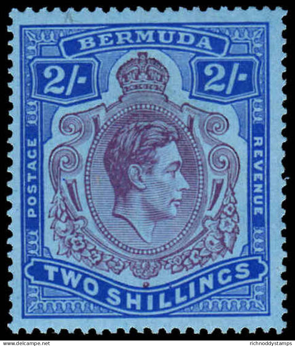 Bermuda 1938-53 2/- Deep Purple & Ultramarine On Grey-blue REGUMMED Lightly Hinged. - Bermuda