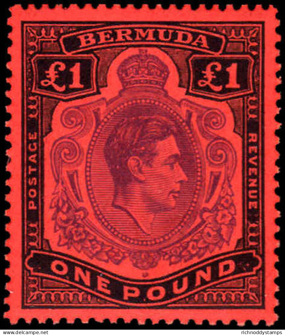 Bermuda 1938-53 &pound;1 Bright Violet & Black On Scarlet Perf 13 Unmounted Mint. - Bermuda