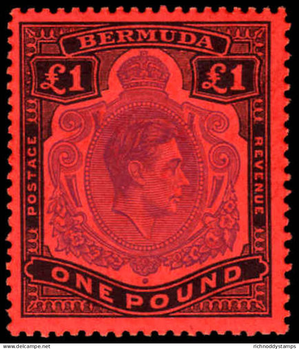Bermuda 1938-53 &pound;1 Bright Violet & Black On Scarlet Perf 13 Unmounted Mint. - Bermuda
