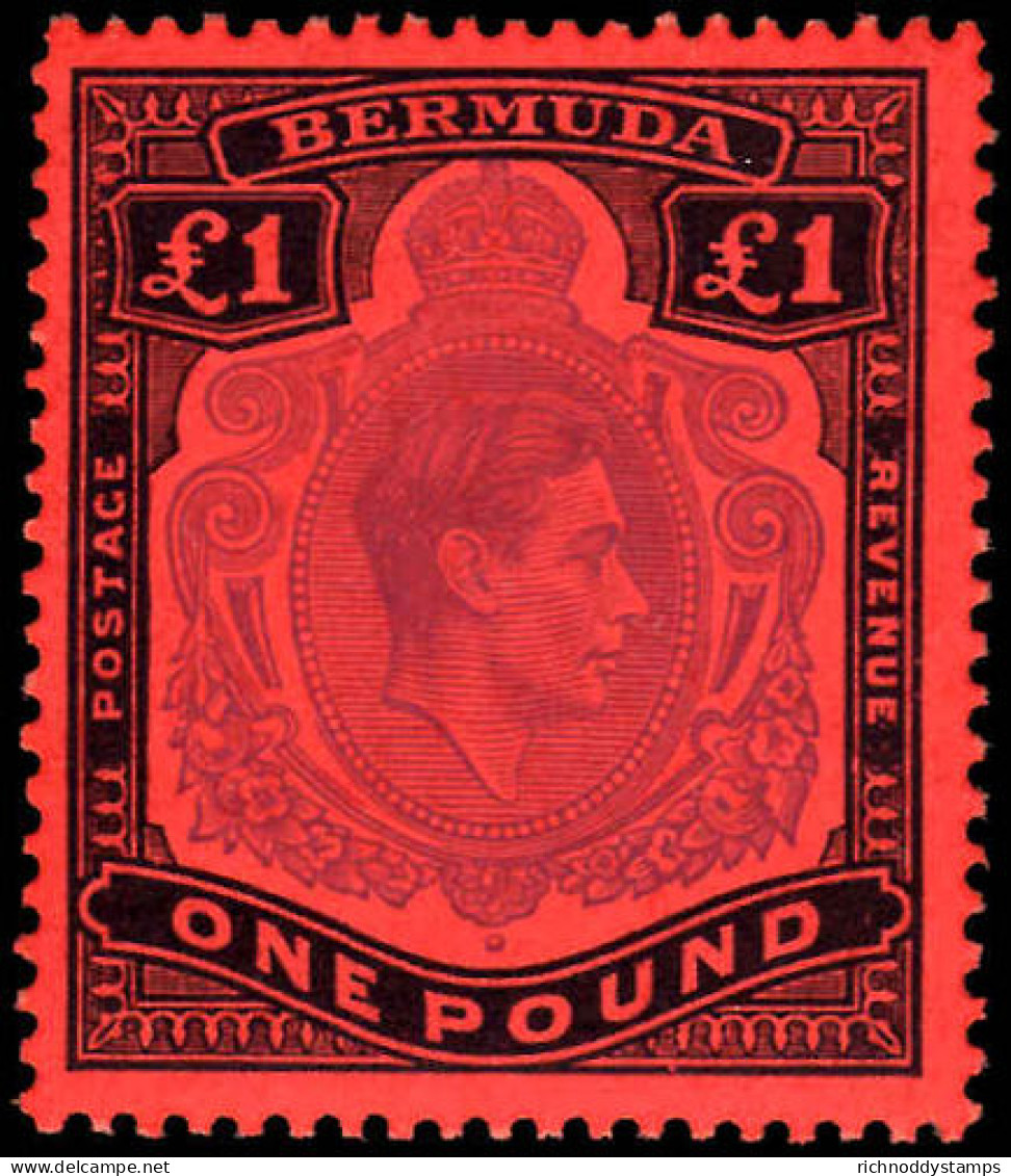 Bermuda 1938-53 &pound;1 Violet & Black On Scarlet Perf 13 Unmounted Mint. - Bermuda