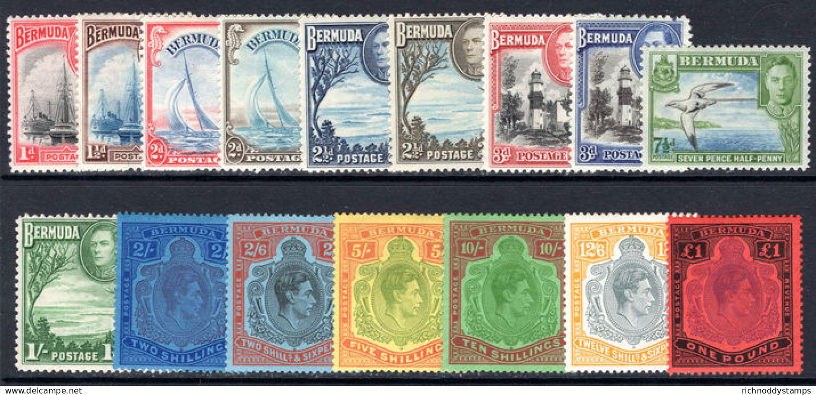 Bermuda 1938-53 Set Of 16 Fine Unmounted Mint. - Bermuda