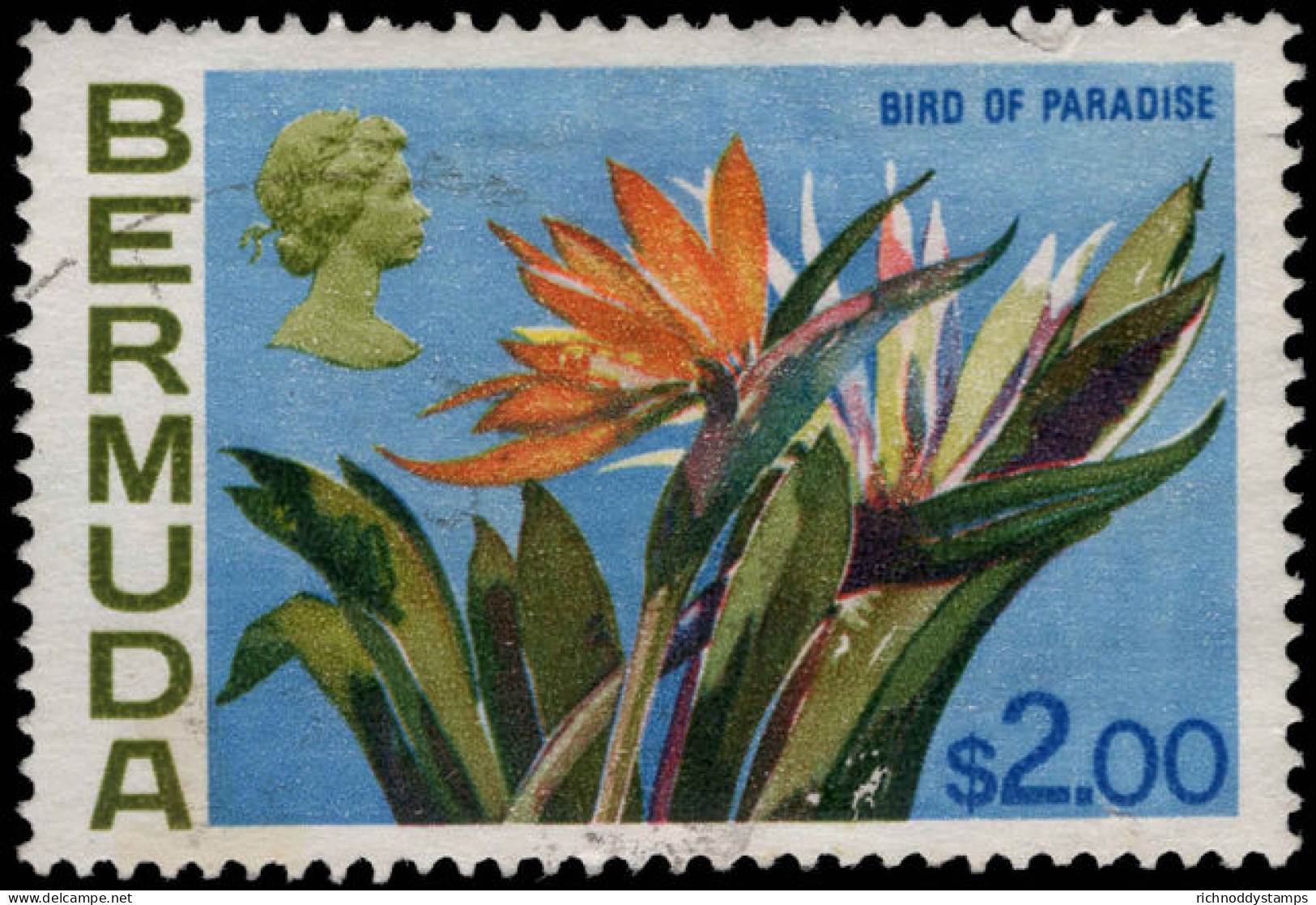 Bermuda 1970 &#36;2 Bird Of Paradise Flower Fine Used. - Bermuda