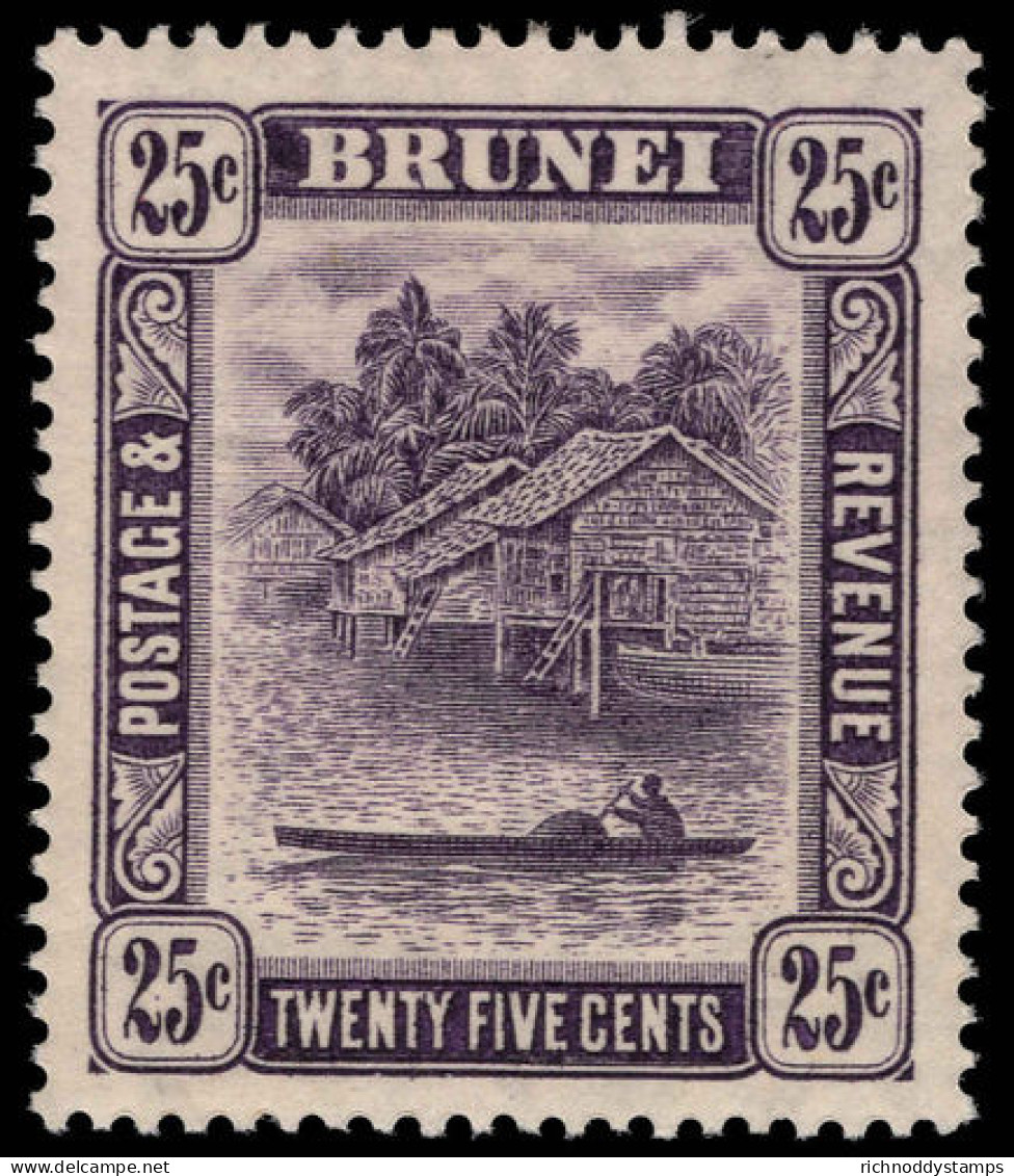 Brunei 1924-37 25c Slate-purple Lightly Mounted Mint. - Brunei (...-1984)