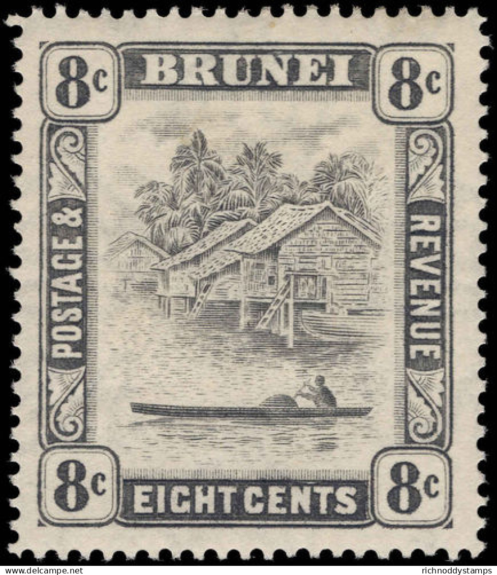 Brunei 1924-37 8c Grey-black Lightly Mounted Mint. - Brunei (...-1984)