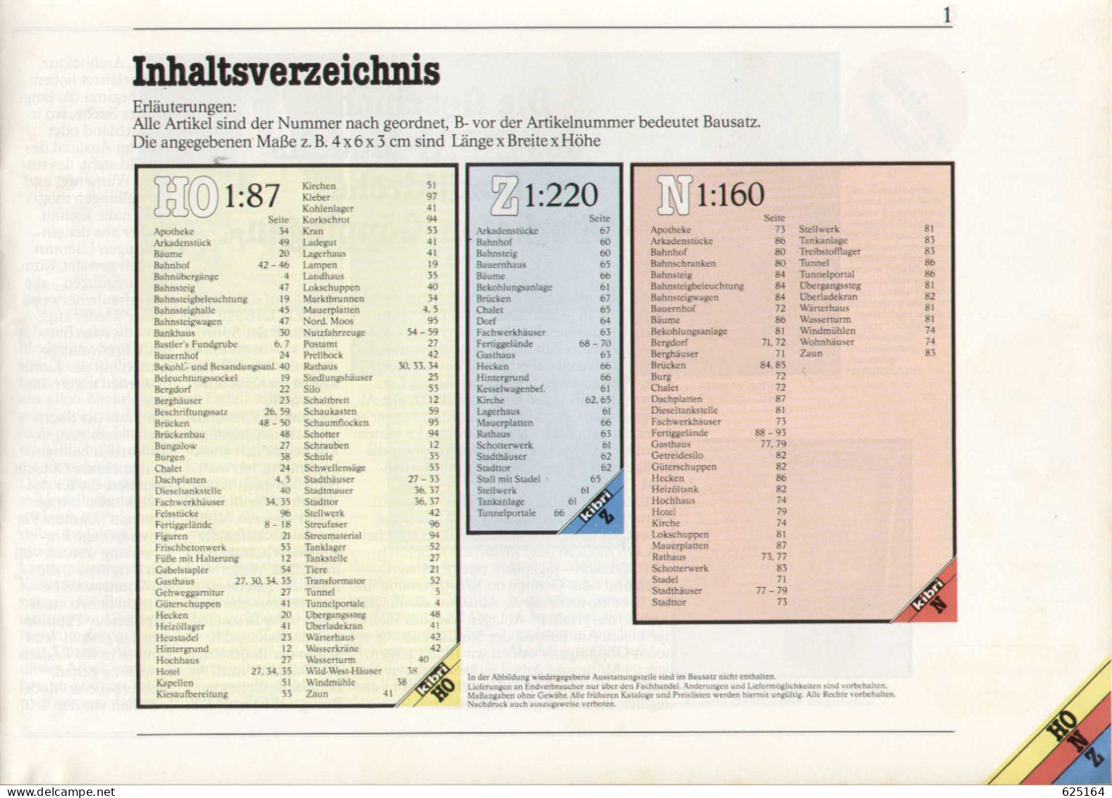 Catalogue KIBRI 1982/83 Modellbahn-Zubehör Spur HO N Z - Allemand