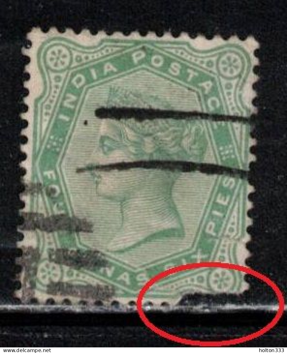 INDIA Scott # 43 Used - QV - Hinge Remnant - Corner Fault CV $5.50 - 1858-79 Compañia Británica Y Gobierno De La Reina