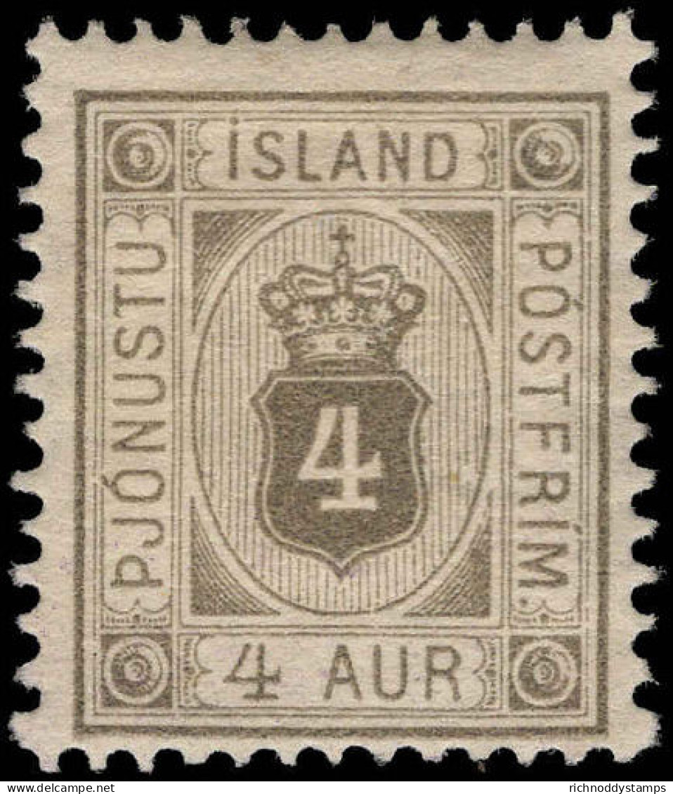 Iceland 1896-1900 4a Grey Official Lightly Mounted Mint. - Neufs