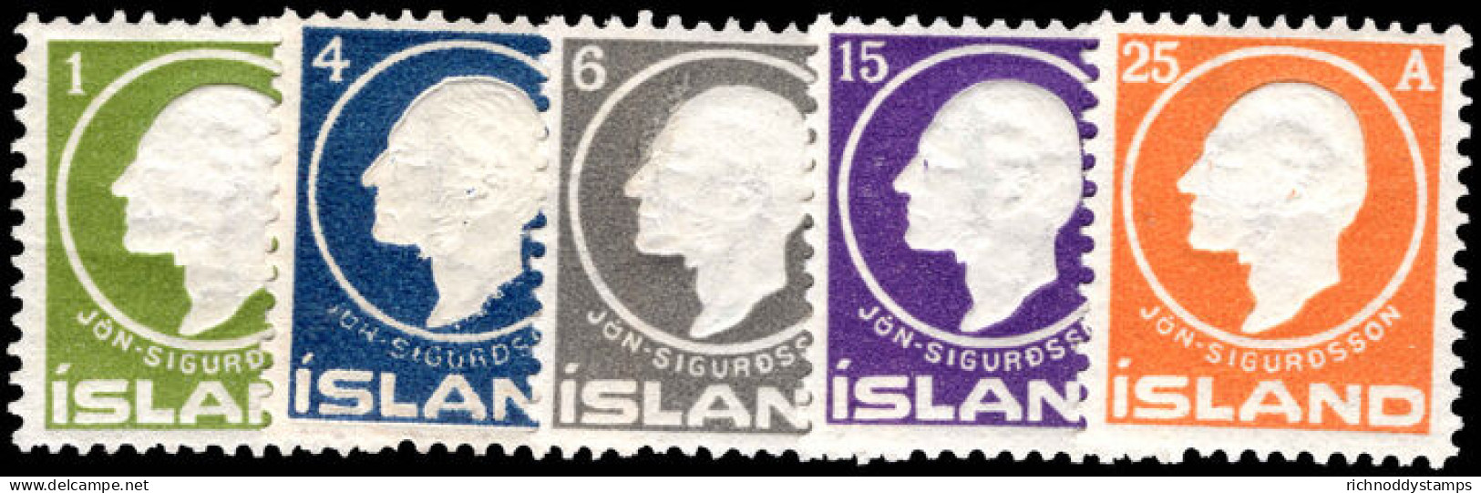 Iceland 1911 Jon Sigurdsson Set (less 3a) Lightly Mounted Mint. - Neufs