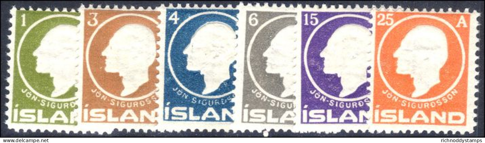 Iceland 1911 Jon Sigurdsson Set Lightly Mounted Mint. - Unused Stamps