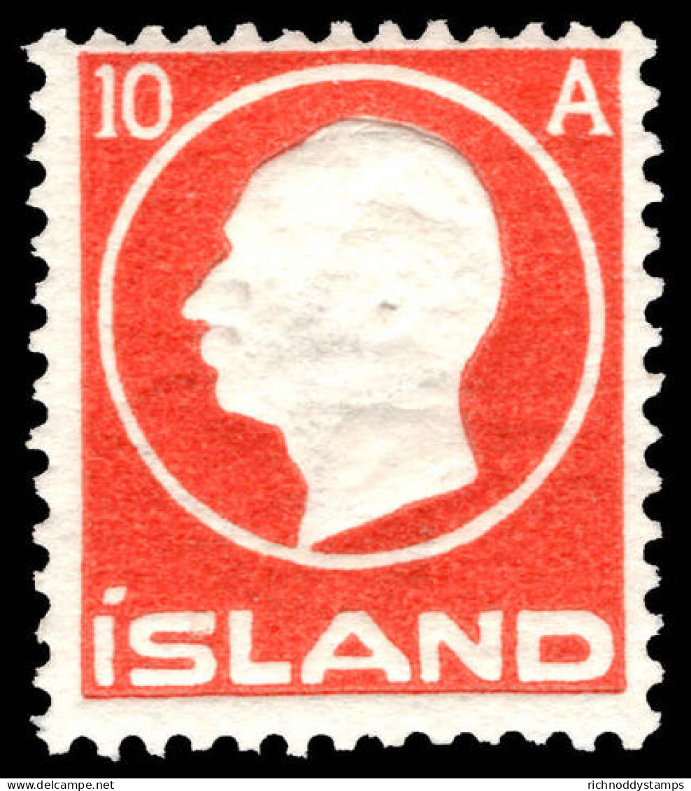 Iceland 1912 Frederick 10a Scarlet Unmounted Mint. - Unused Stamps