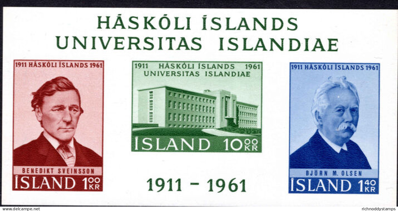 Iceland 1961 50th Anniversary Of Iceland University Unmounted Mint Souvenir Sheet. - Ungebraucht