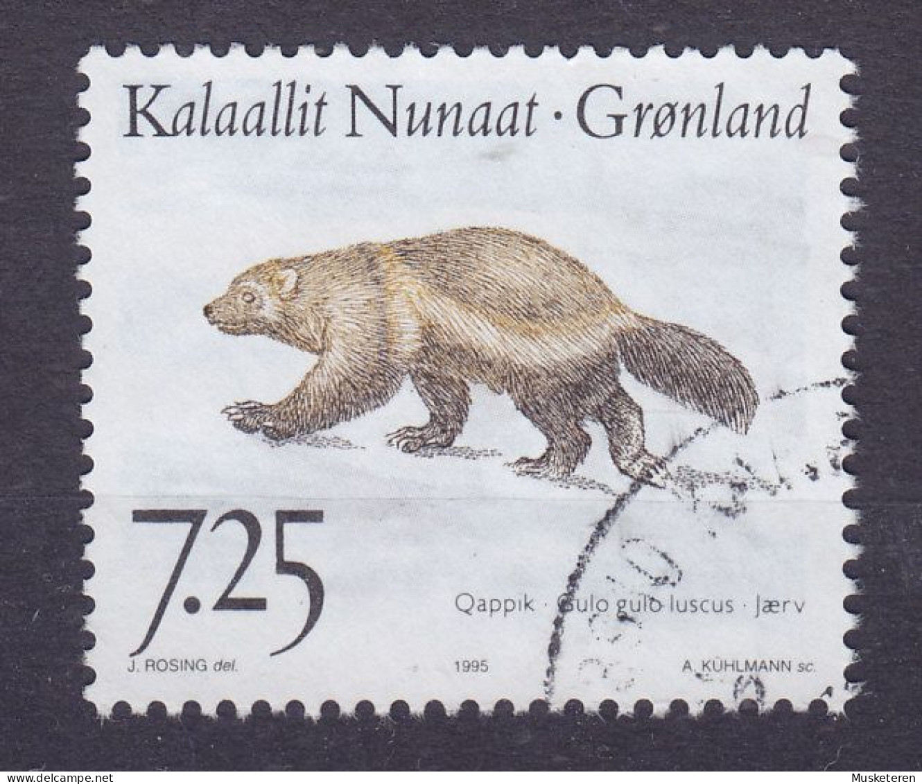 Greenland 1995 Mi. 275, 7.25 (Kr) Einheimische Säugetier Vielfrass - Used Stamps