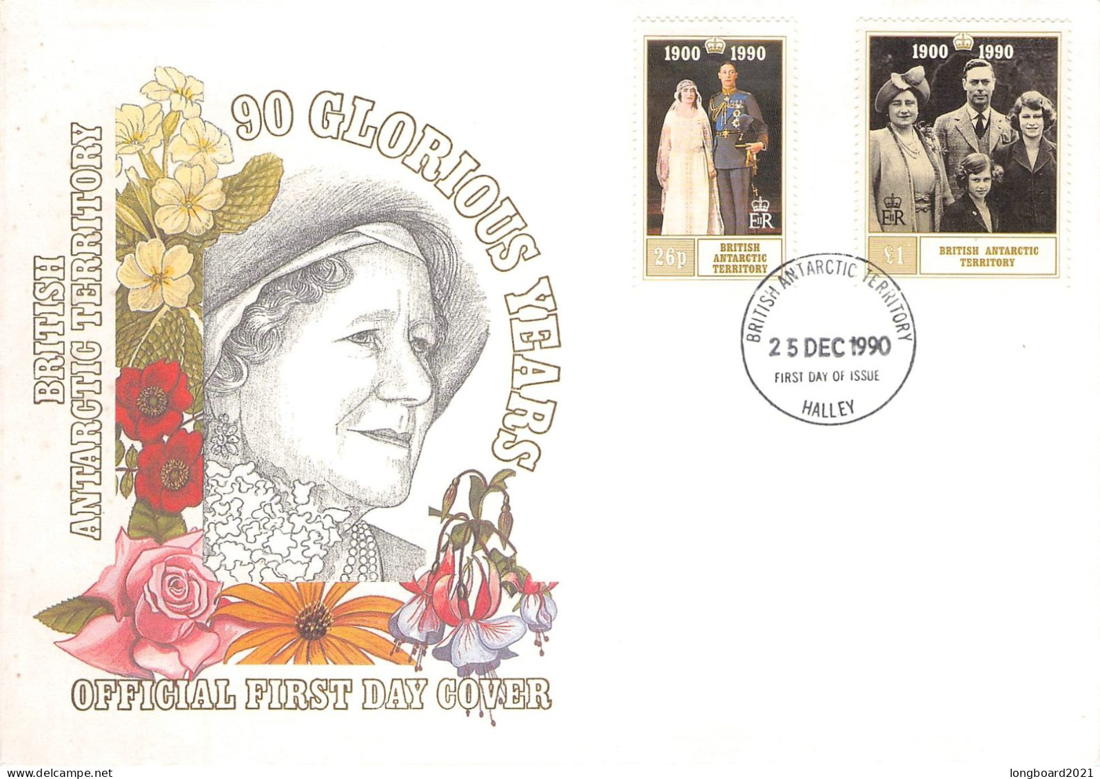 BRIT. ARCTIC TERR. - FDC 1990 QUEEN MUM Mi 171/72 / *438 - FDC