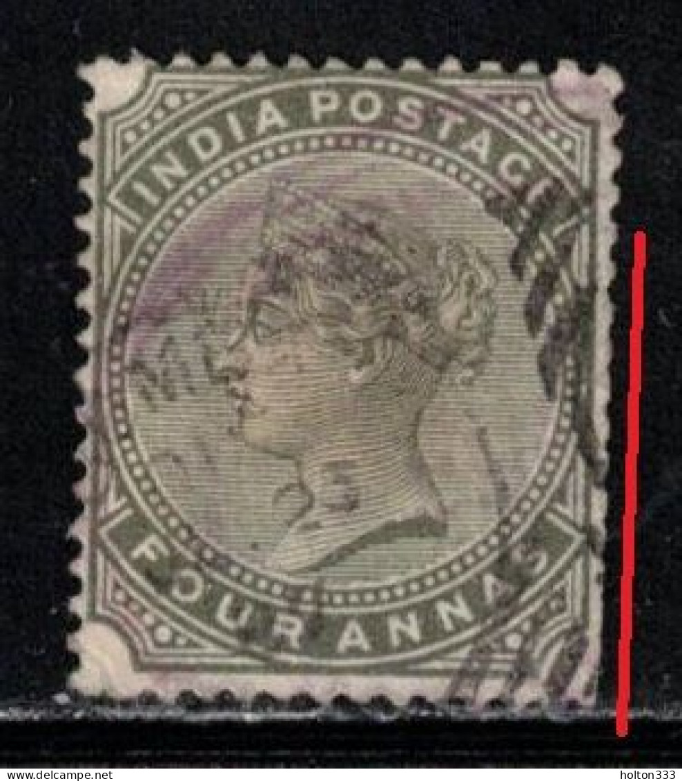 INDIA Scott # 42 Used - QV - Hinge Remnant Clipped Perfs 2 - 1858-79 Crown Colony