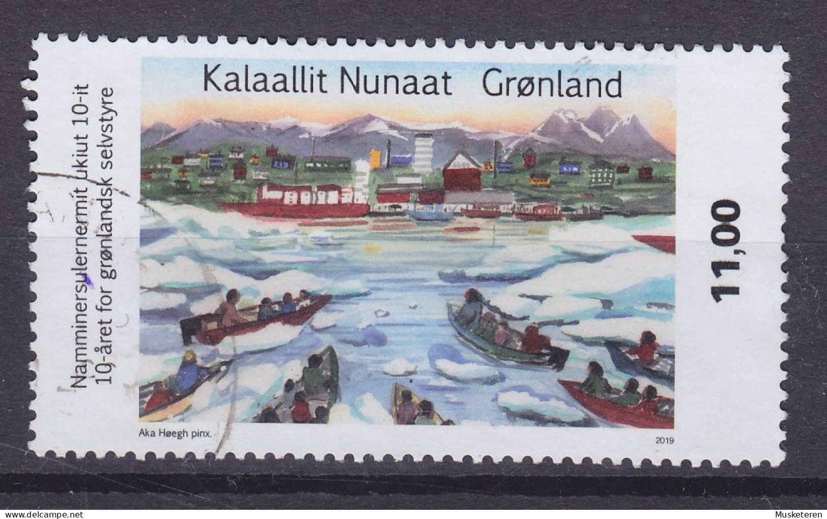 Greenland 2019 Mi. 830, 11.00 (Kr) 10 Jahre Selbstverwaltung Grönlands Gemälde Painting Von Aka Høegh - Gebruikt