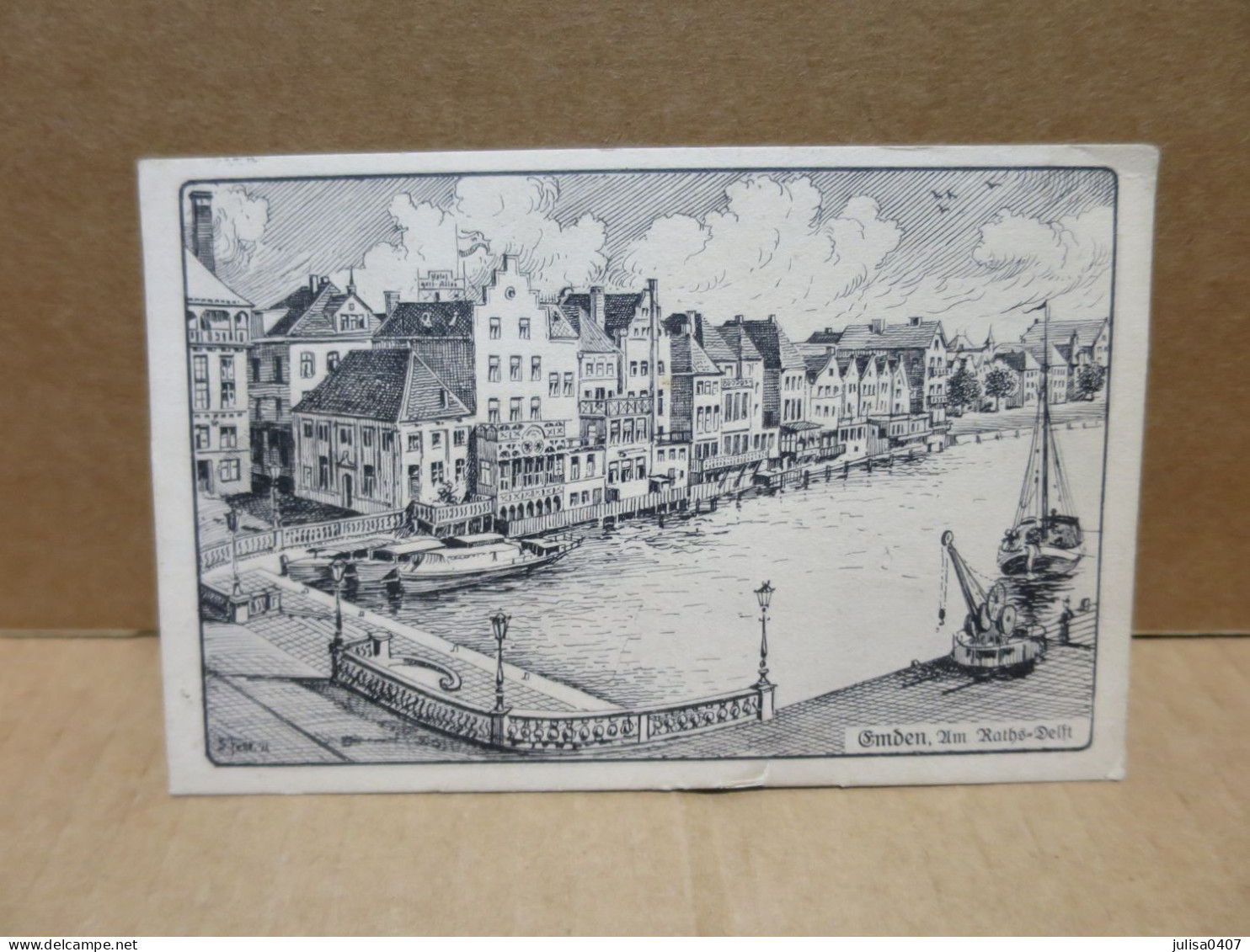 EMDEN (Allemagne) Carte Gravée Quais Um Raths Delft - Emden