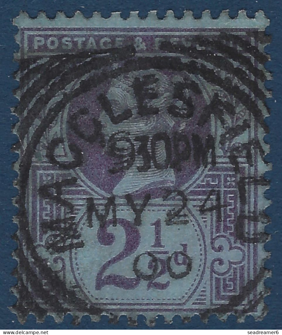 Grande Bretagne N°95 2 1/2 Penny Violet Sur Bleu Obliteration Dateur Mixte De MACCLESFIELD SUPERBE - Gebraucht