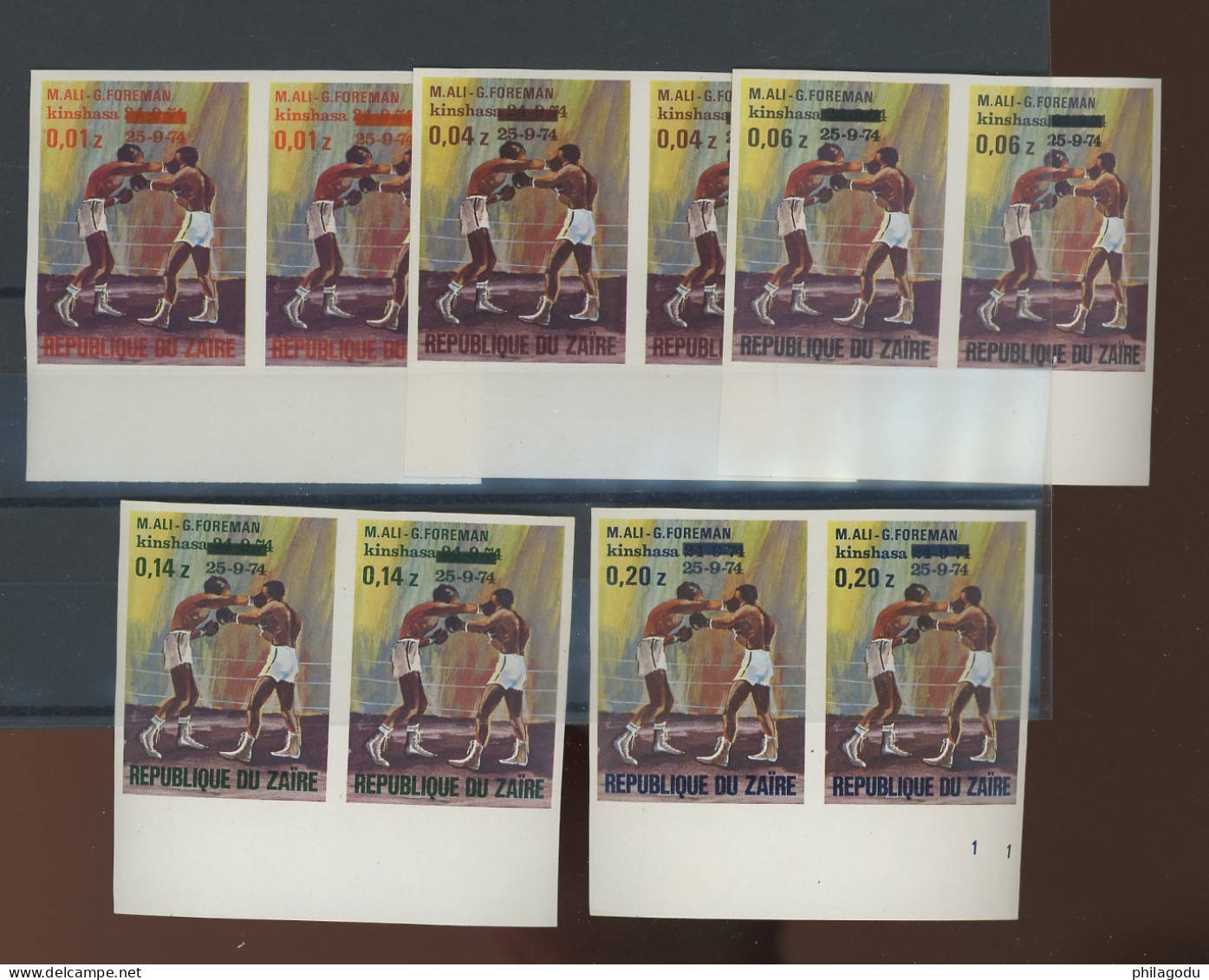 BOXE. 848/852 ** . Paire NON DENTELES De 1975. Tirage Très Petit.  Mohamed Ali - Unused Stamps