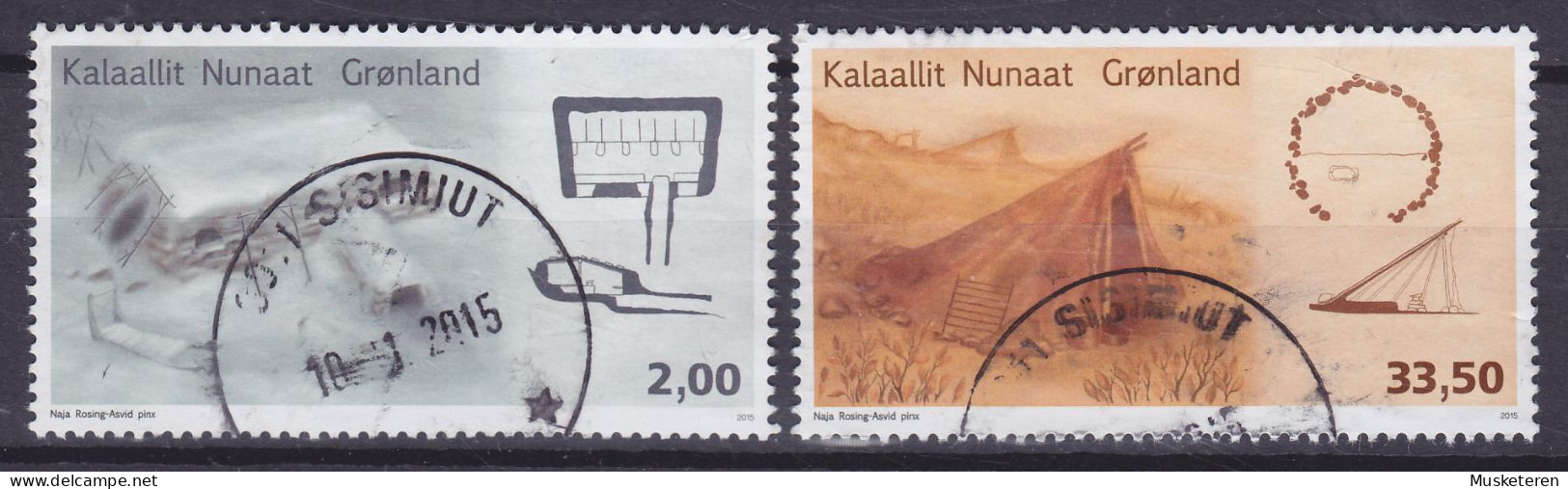 Greenland 2015 Mi. 703-04 Grönländische Architektur (I) Wohnformen Vor Der Kolonialisierung Complete Set - Used Stamps