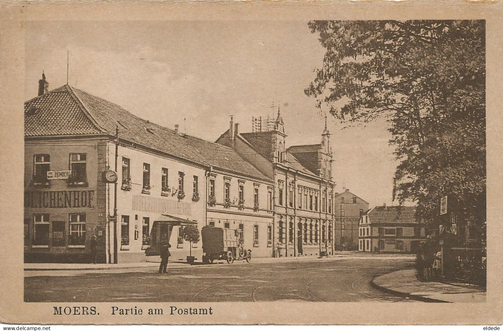 Moers Partie Am Postamt  P. Used 1921  Racism Against Germans Bochie - Mörs