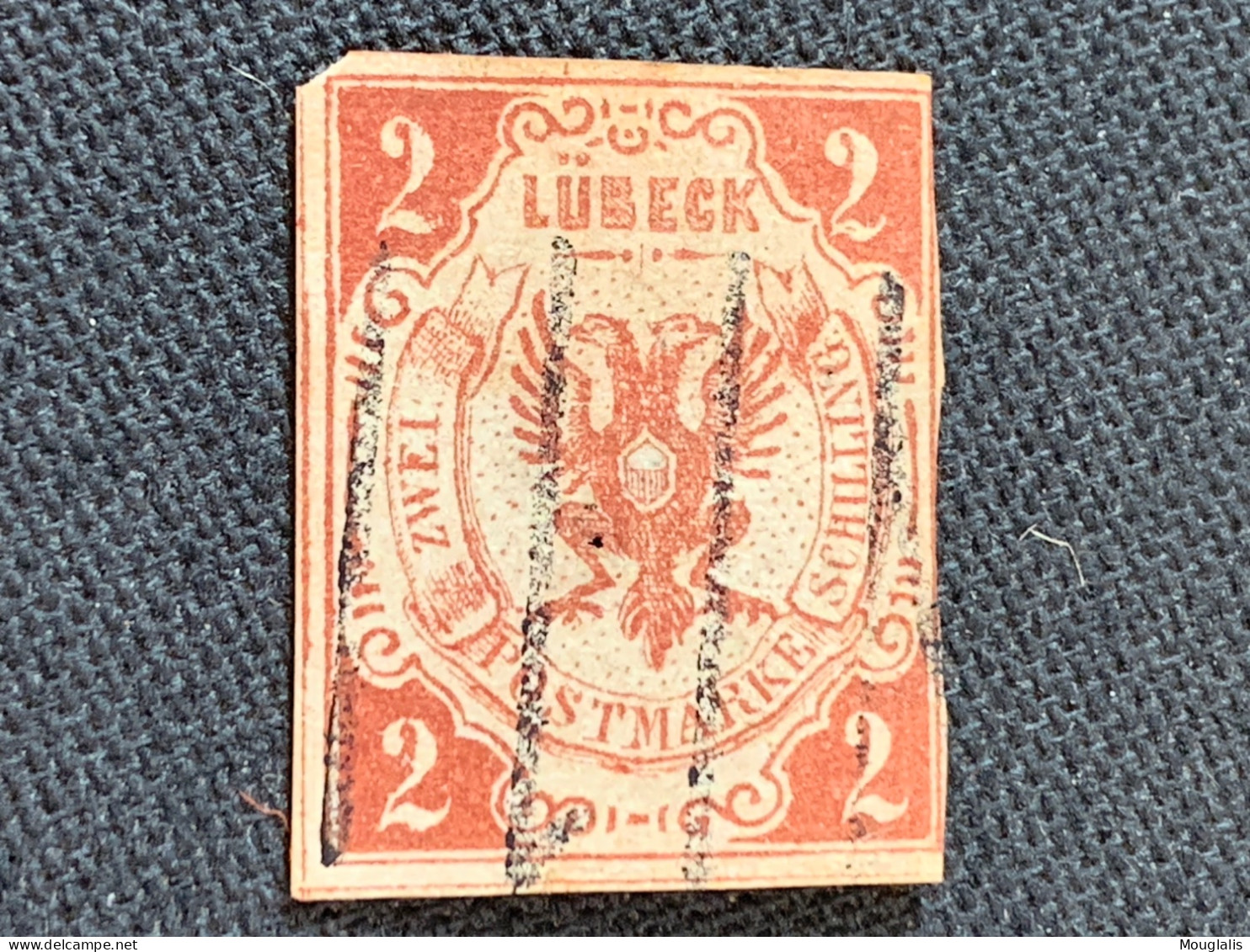 1859 LUBECK ALLEMAGNE No 3 Oblitéré 2s. Brun - Lubeck