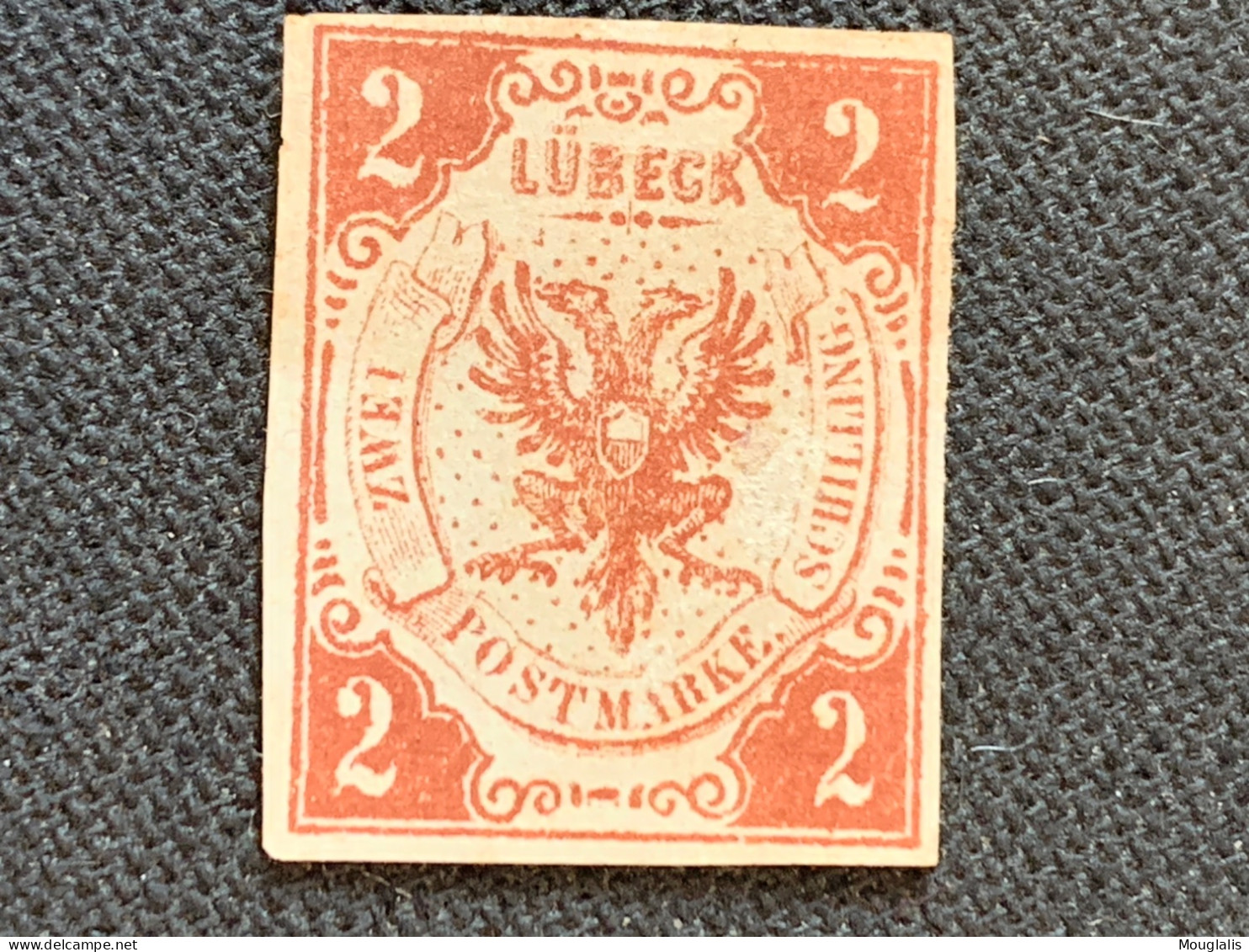 1859 LUBECK ALLEMAGNE No 3  2s. Brun Signé (?) - Luebeck