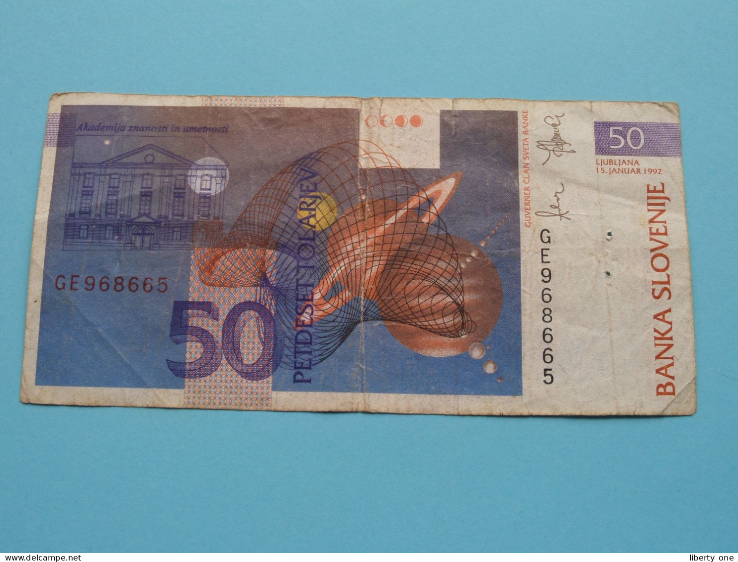 50 Tolarjev ( GE968665 ) Banka Slovenije - 1992( For Grade See SCAN ) Circulated ! - Slovenia