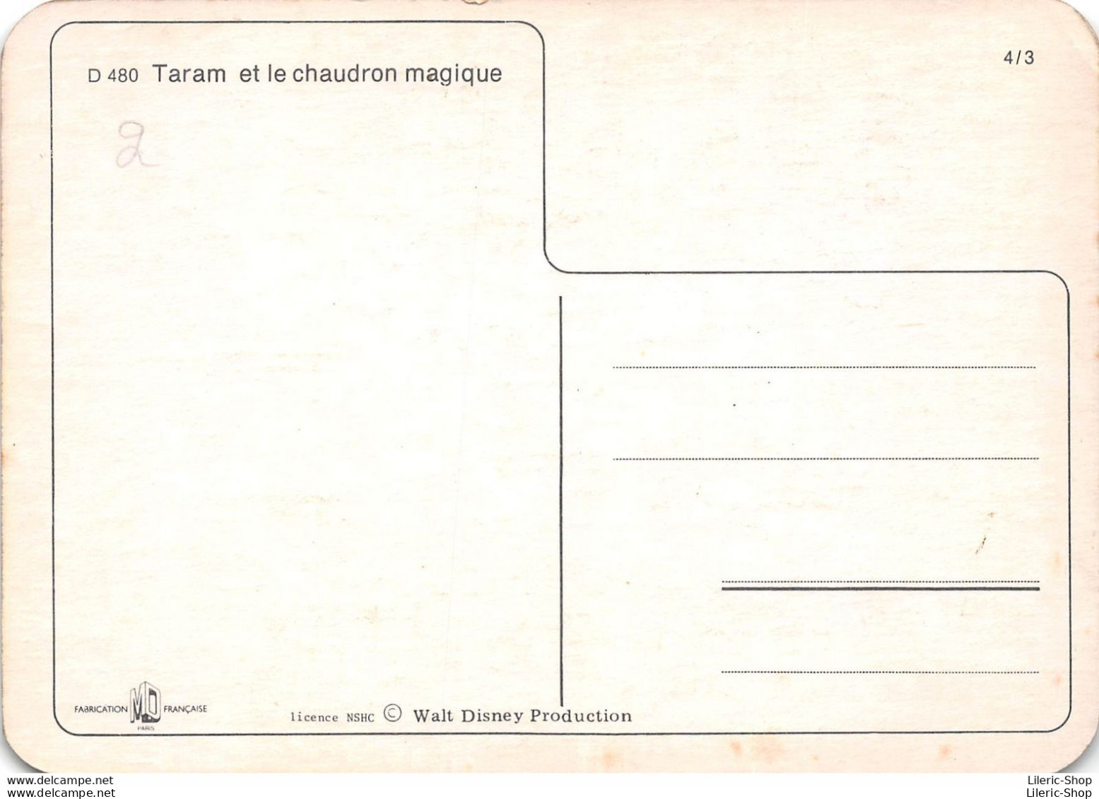 Carte Postale Walt Disney . TARAM Et Le Chaudron Magique 4/3 - Otros & Sin Clasificación