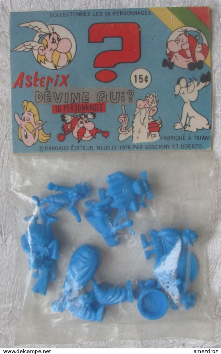 Lot Figurines Monochrome Bleue Astérix Devine Qui - Taiwan 1978  (14B) - Asterix & Obelix