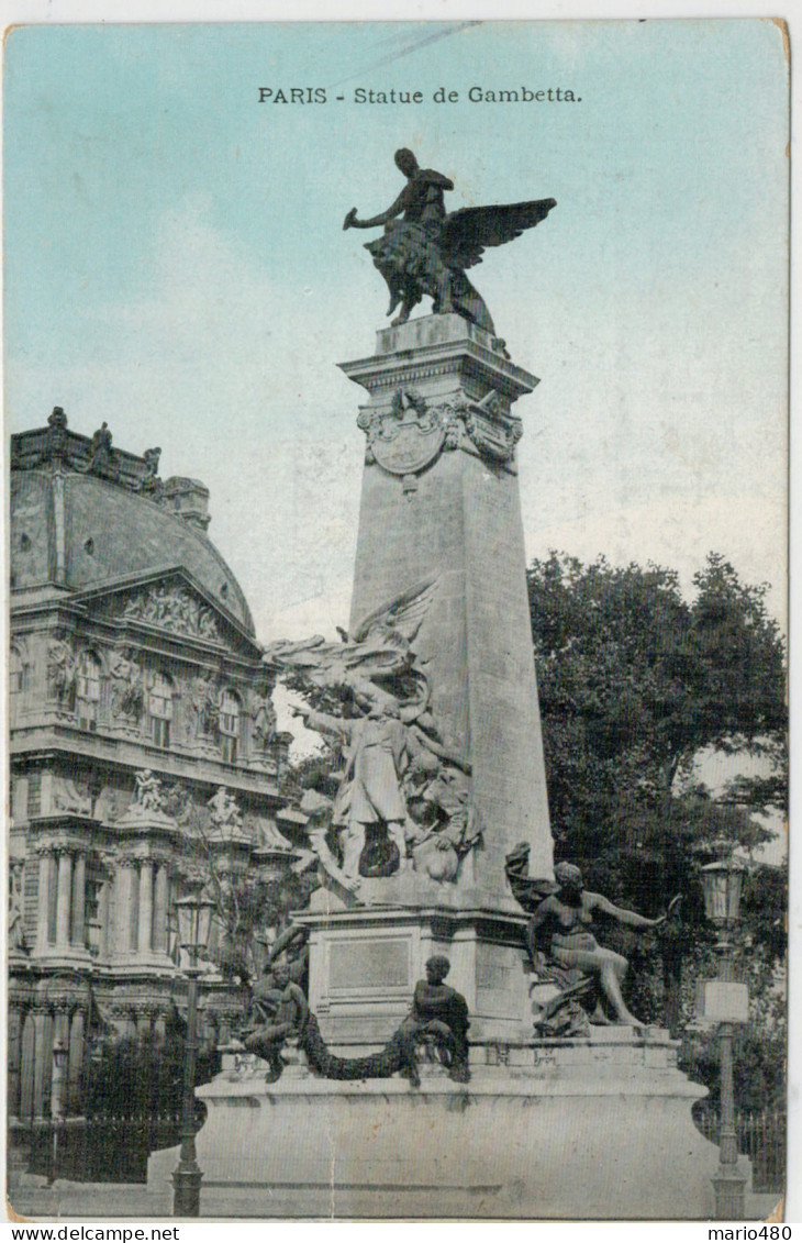 C.P.  PICCOLA    PARIS   STATUE  DE  GAMBETTA        (NUOVA) - Statues