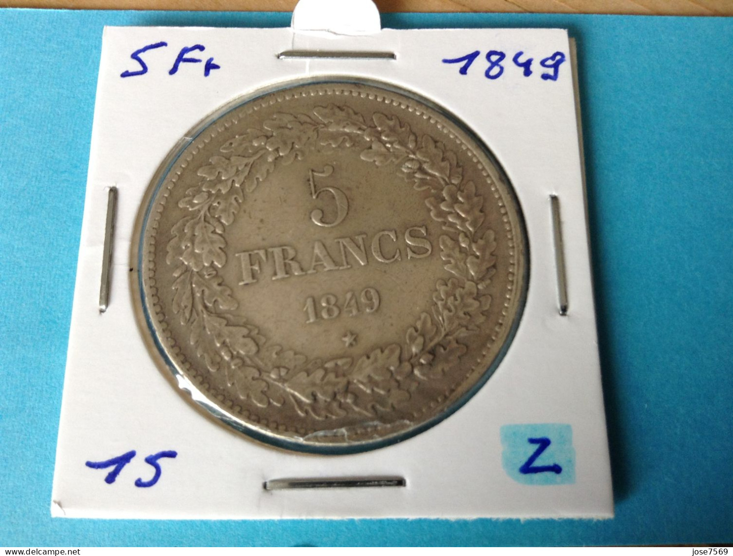 België Leopold I 5 Frank 1849 Gelauwerd Zilver. (Morin 15) - 5 Francs