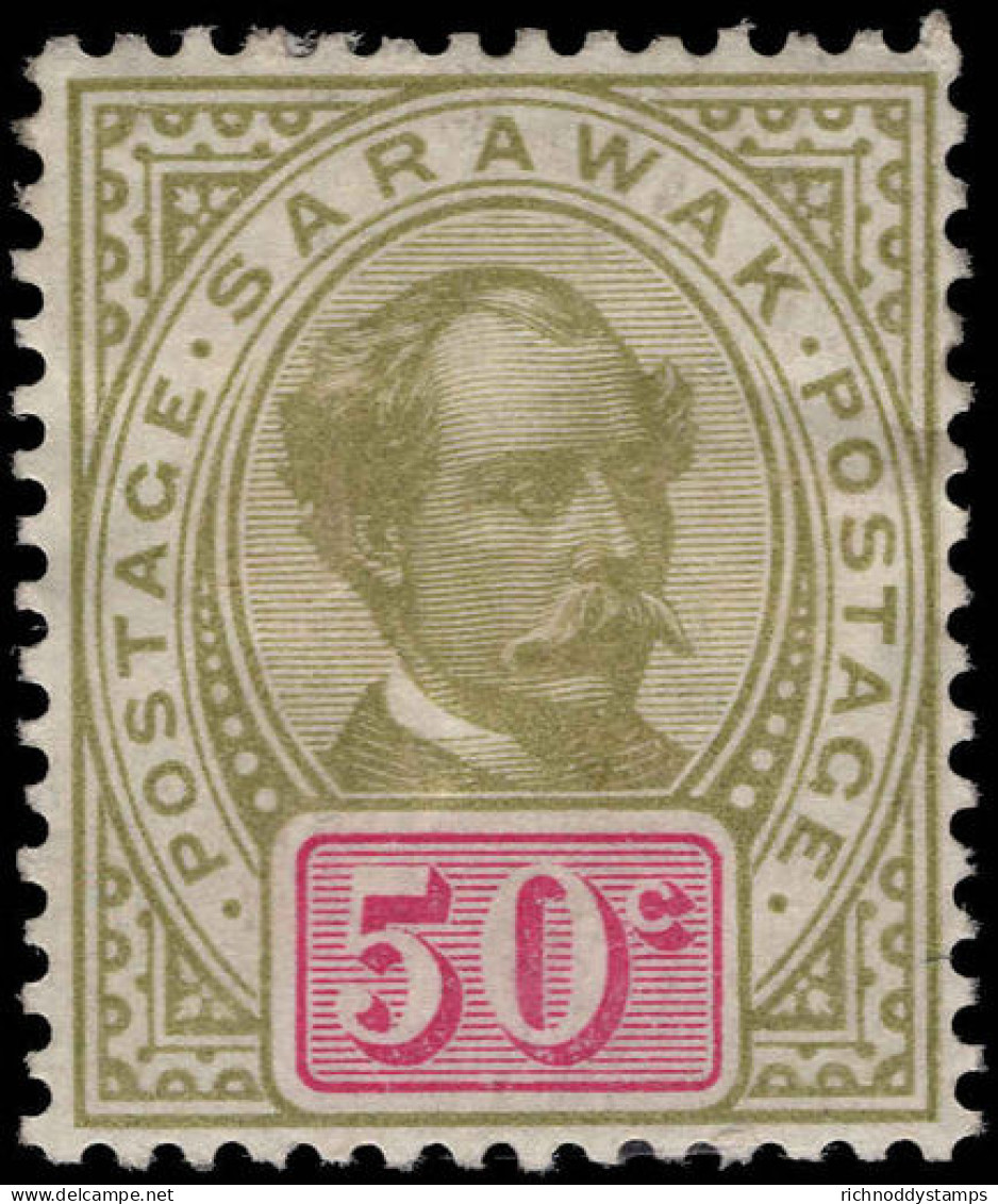 Sarawak 1899-1908 50c Sage-green And Carmine Heavy Hinge. - Sarawak (...-1963)