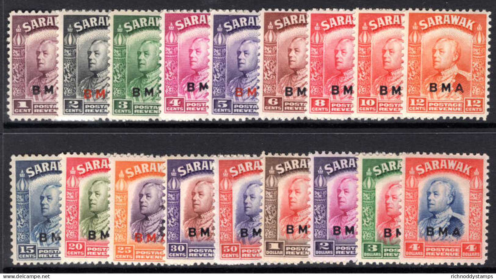 Sarawak 1945 BMA Set To &#36;4 Lightly Mounted Mint. - Sarawak (...-1963)