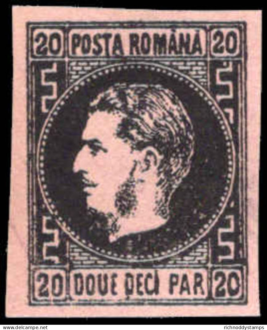Romania 1866-67 20b Black On Deep Rose Thin Paper Type Aa Unused No Gum. - Neufs
