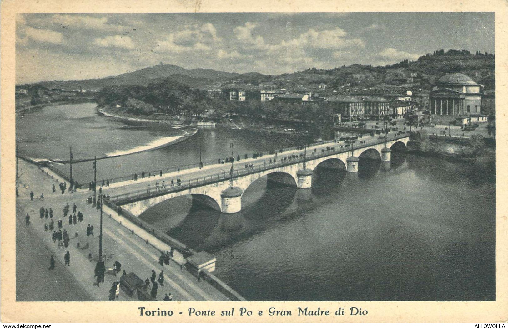 21329 " TORINO-PONTE SUL PO E GRAN MADRE DI DIO " ANIMATA-VERA FOTO -CART. POST. SPED.1953 - Fiume Po