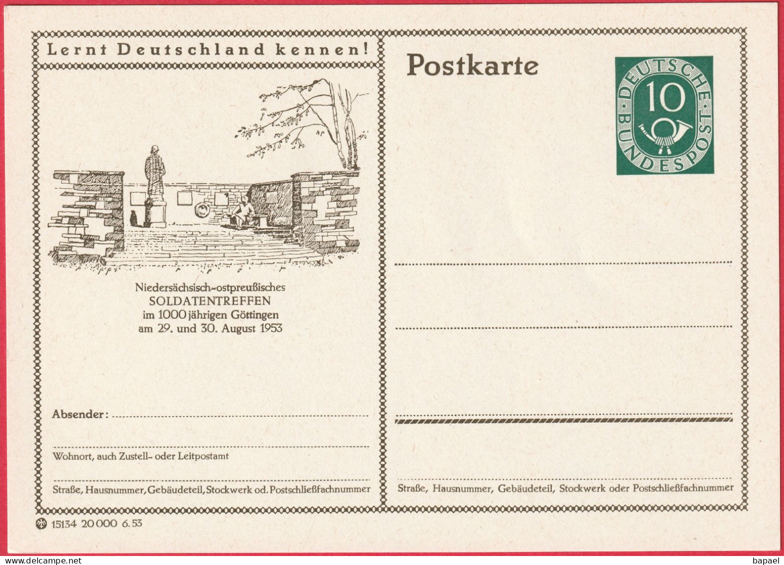 Entier Postal (CP) - Göttingen (Allemagne) - Réunion Des Soldats - Postkarten - Ungebraucht