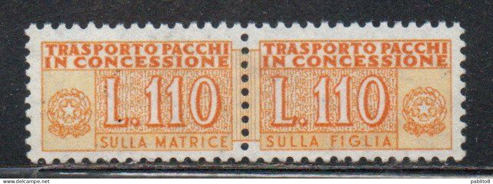 ITALIA REPUBBLICA ITALY REPUBLIC 1955 1981 PACCHI IN CONCESSIONE PARCEL POST STELLE STARS LIRE 110 MNH - Concessiepaketten