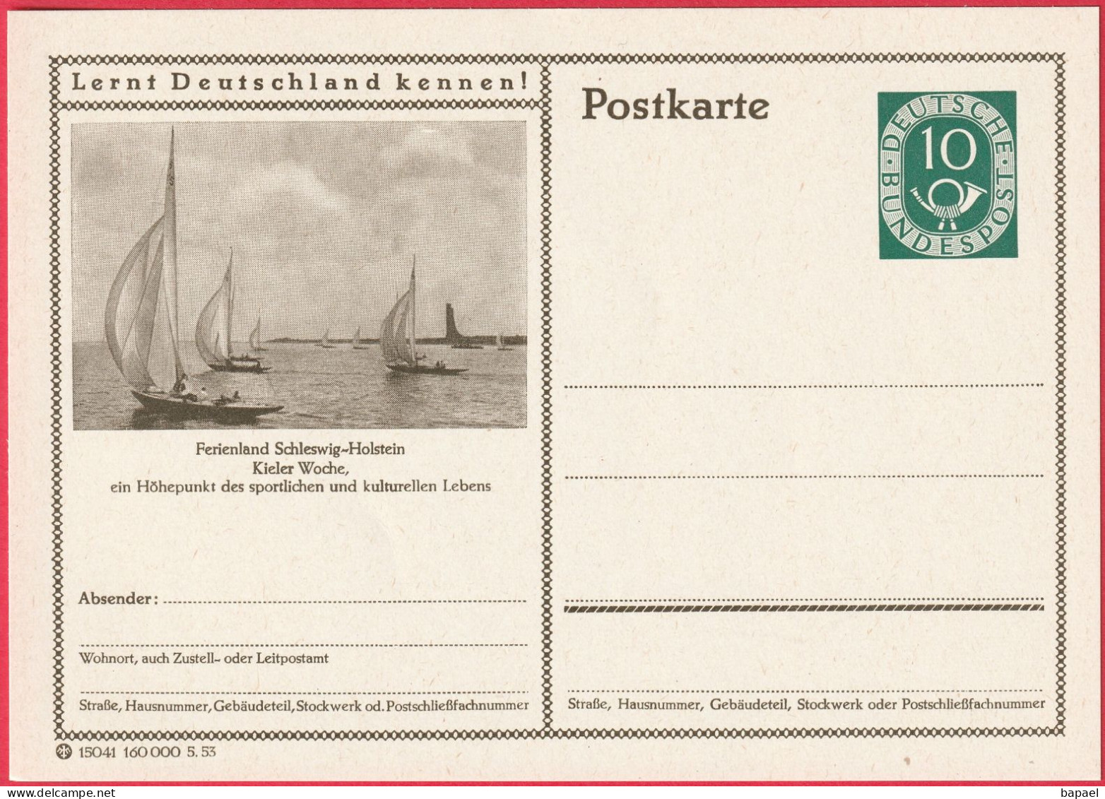 Entier Postal (CP) - Kiel Week (Allemagne) - Compétition De Voile - Postkarten - Ungebraucht