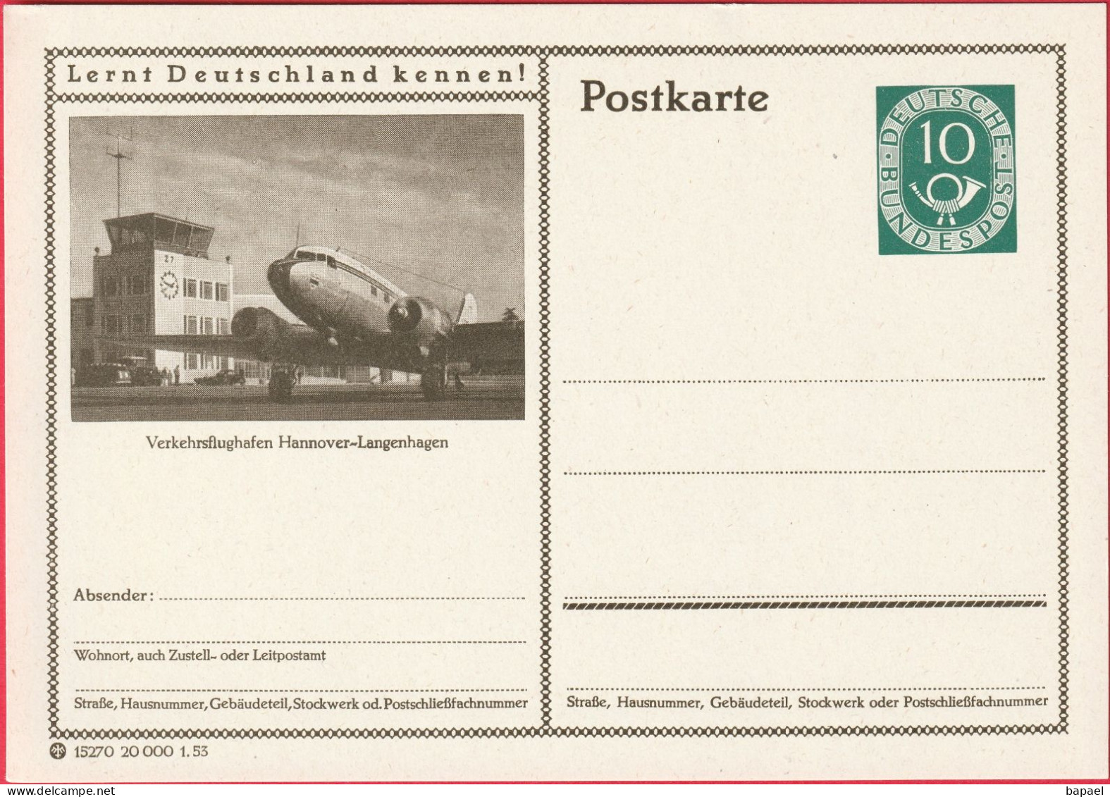 Entier Postal (CP) - Langenhagen (Allemagne) - Aéroport Commercial - Postkarten - Ungebraucht