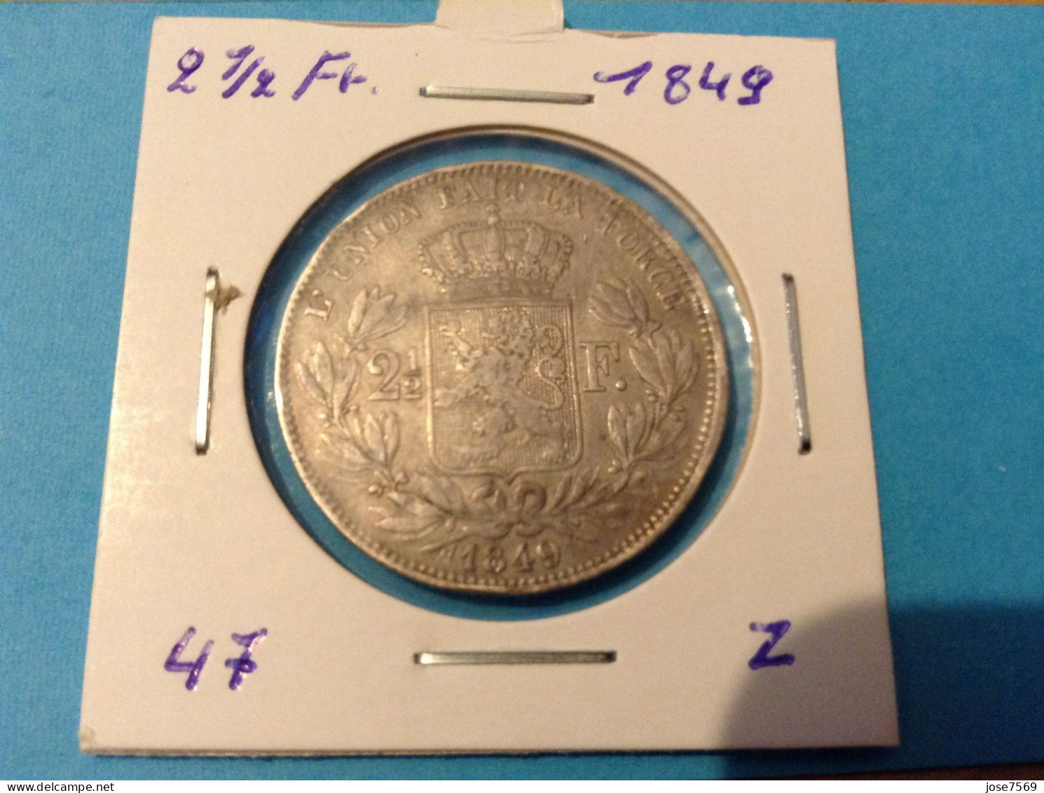 België Leopold I  2 1/2 Frank 1849 Zilver. (Morin 47) - 2 ½ Francs
