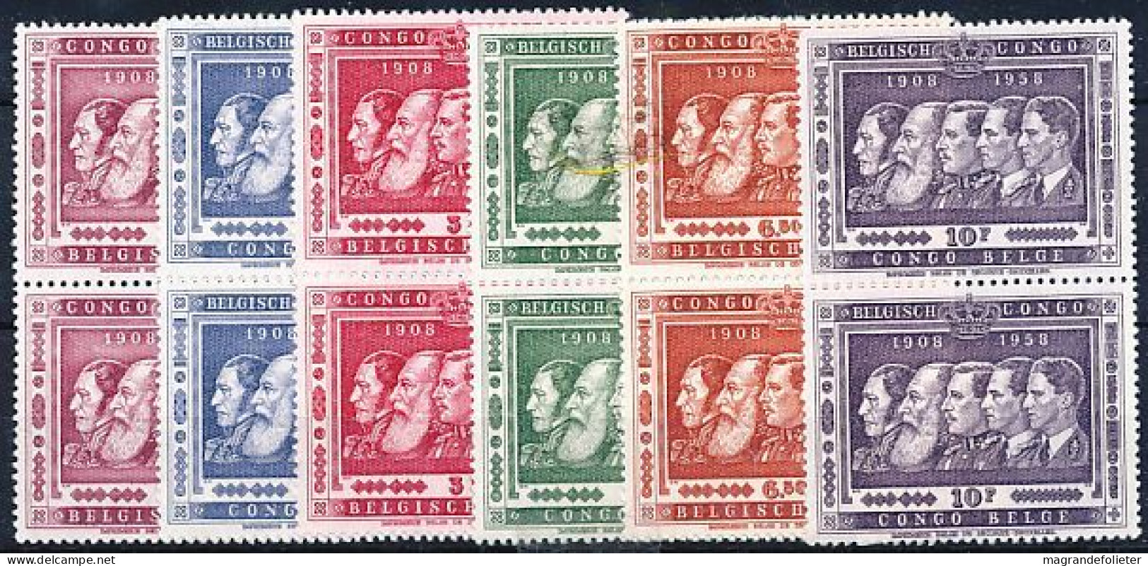 TIMBRE STAMP ZEGEL  CONGO BELGE 2X LA SERIE DES 5 ROIS  344-349  XX - Unused Stamps
