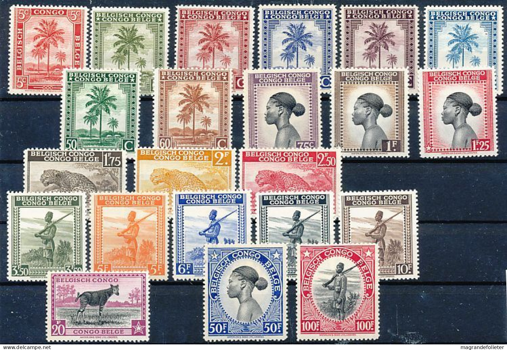 TIMBRE STAMP ZEGEL  CONGO BELGE SERIE PALMIER ET SUJETS DIVERS EN NEERLANDAIS 228-248  XX - Unused Stamps