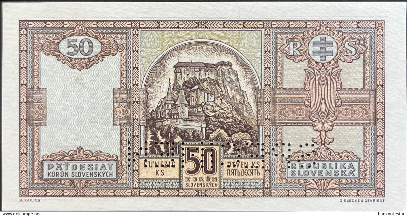 Slovakia 50 Korun, P-9s (15.10.1940) - UNC - SPECIMEN - Slovakia