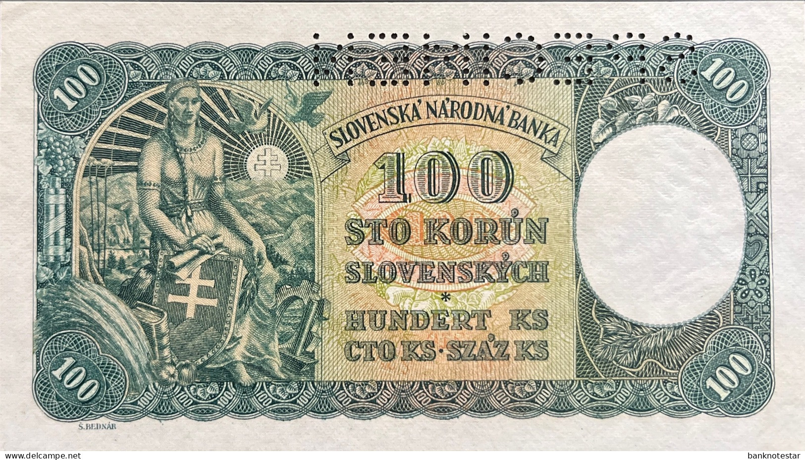 Slovakia 100 Korun, P-10s (07.10.1940) - UNC - SPECIMEN - Slovacchia